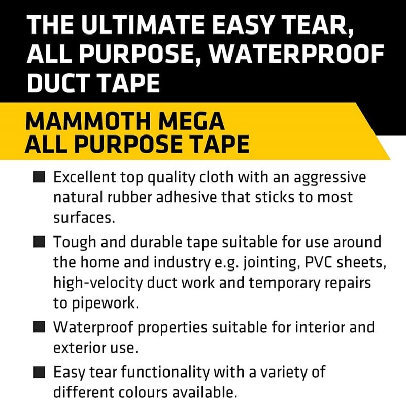 Wholesale ???? Mammoth Tapes Everbuild Mammoth Mega Waterproof Duct Tape 50mm White Box Of 24 ???? - Image 2