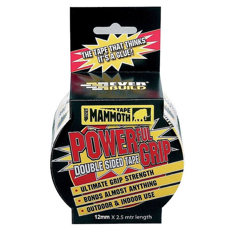 New ???? Mammoth Tapes Everbuild Mammoth Power Grip Double Sided Tape 12mm 2POWERGRIP12-1 ????